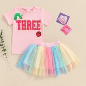 The Very Hungry Caterpillar Girl Set Skirt Top Birthday Outfit Clothes Set